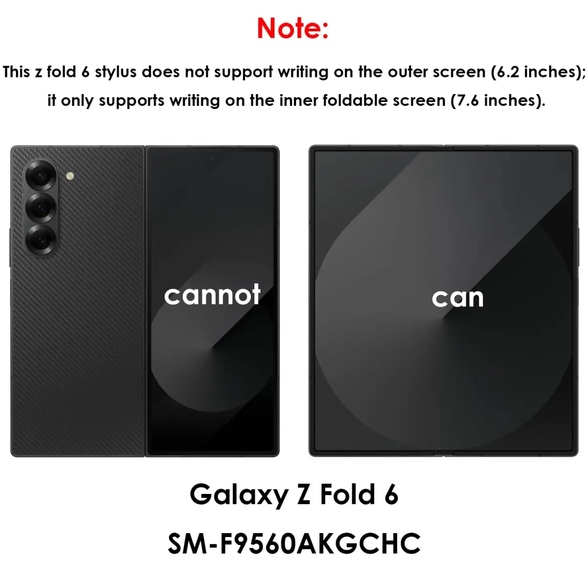 Peixiong Galaxy Z Fold 6 S Pen Fold Edition Stylus Pen with 2 Nibs & Card Pin | Black - view 4