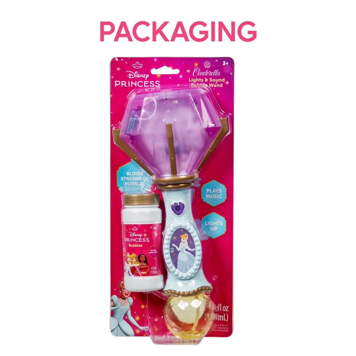Little Kids Disney Princess Cinderella Light and Sound Musical Bubble Wand | Ages 3+ Years - view 5