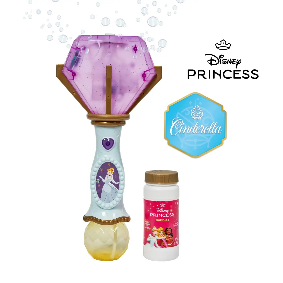 Little Kids Disney Princess Cinderella Light and Sound Musical Bubble Wand | Ages 3+ Years - view 2