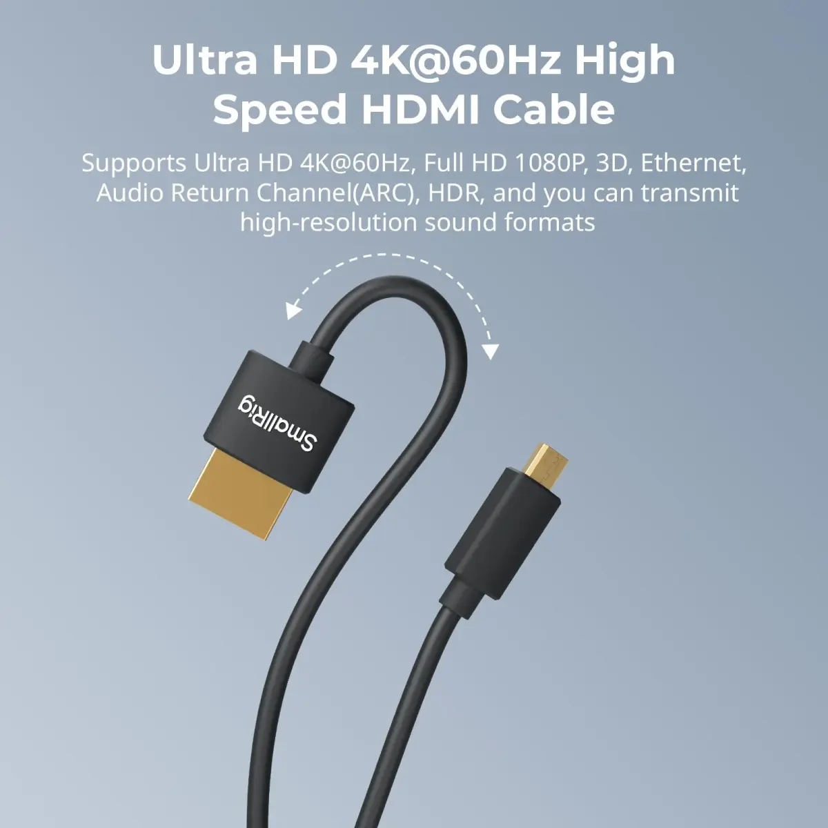 SMALLRIG Ultra Thin HDMI Cable 100cm (3.28ft) | 4K 60Hz HDMI 2.0 Micro to Full HDMI Cord - view 4