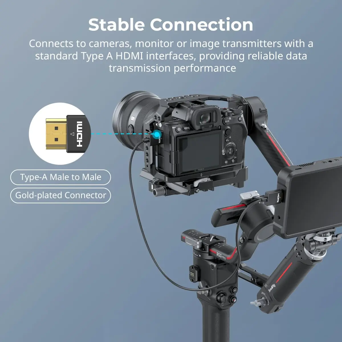SMALLRIG Ultra Thin HDMI 2.0 Cable 100cm (3.28Ft) | 4K@60Hz Flexible Slim Cord for Camera Rig - view 5