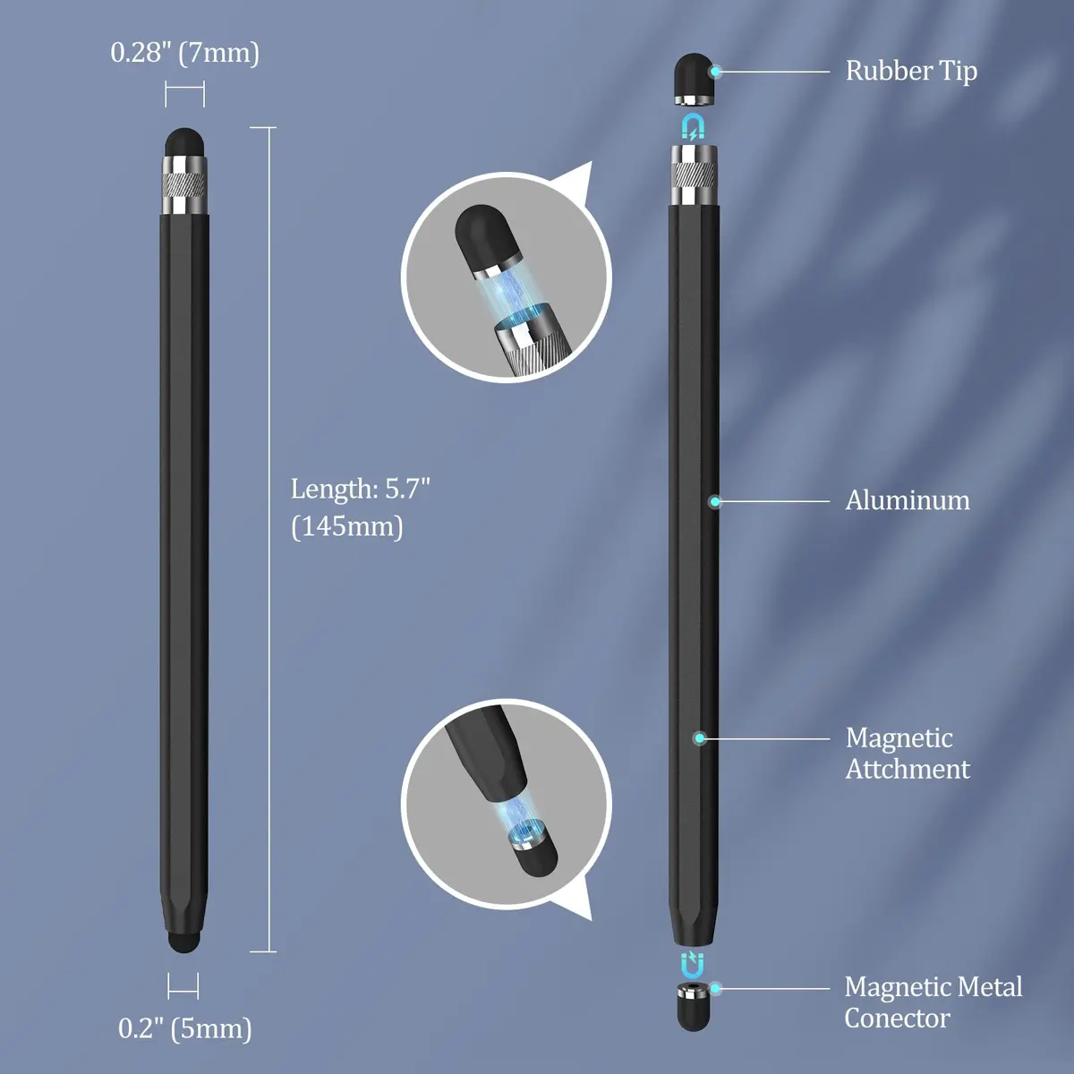 Granarbol 2-in-1 Magnetic Capacitive Stylus Pen | 3 Colors, 5.8" | Precise Touch & No Charging Needed - view 2