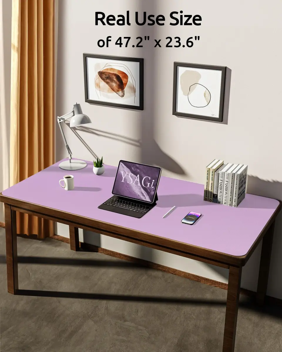 YSAGi Taro Purple Desk Pad Protector, Large Mouse Pad, 47.2" x 23.6" | Protects Desk, Enhances Workspace - view 2