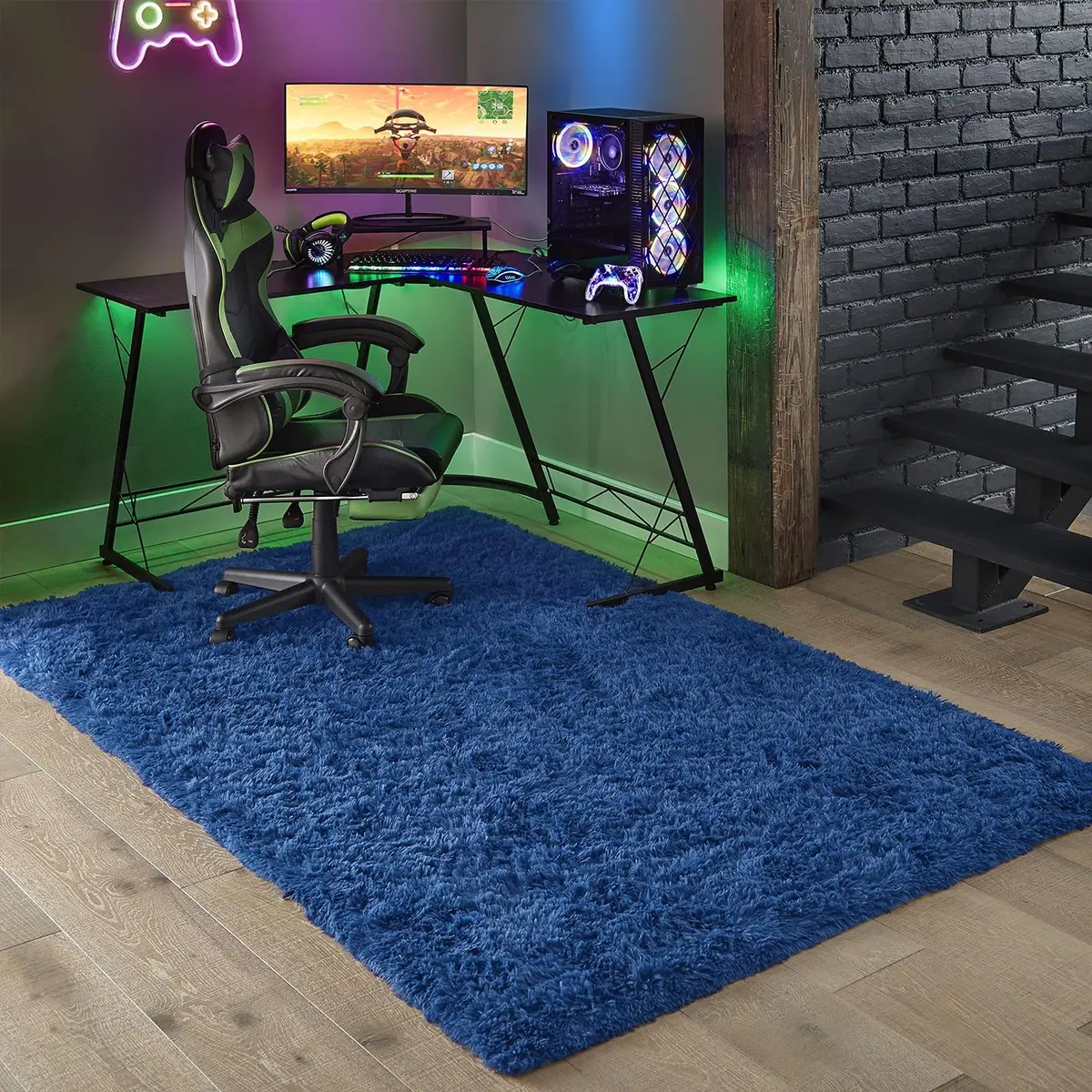 Ophanie Blue Rug 4x6 ft | Soft, Non-slip Kids Bedroom Carpet with Modern Style - view 6