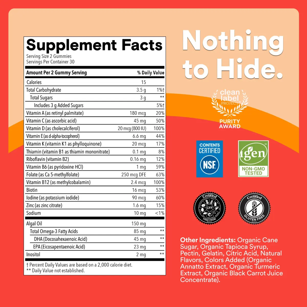 SmartyPants Kids Multivitamin Gummies with Omega 3 DHA/EPA, Vitamins D3, C, B12, B6, A, K, and Zinc, Gluten Free, Three Fruit Flavors, 60 Gummies (30 Day Supply) | Supports Growth & Immunity - view 6