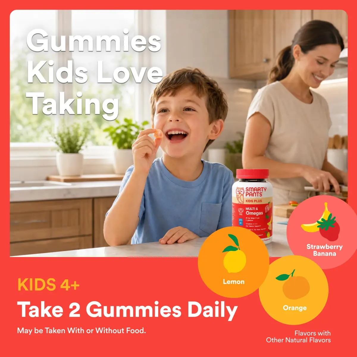 SmartyPants Kids Multivitamin Gummies with Omega 3 DHA/EPA, Vitamins D3, C, B12, B6, A, K, and Zinc, Gluten Free, Three Fruit Flavors, 60 Gummies (30 Day Supply) | Supports Growth & Immunity - view 8