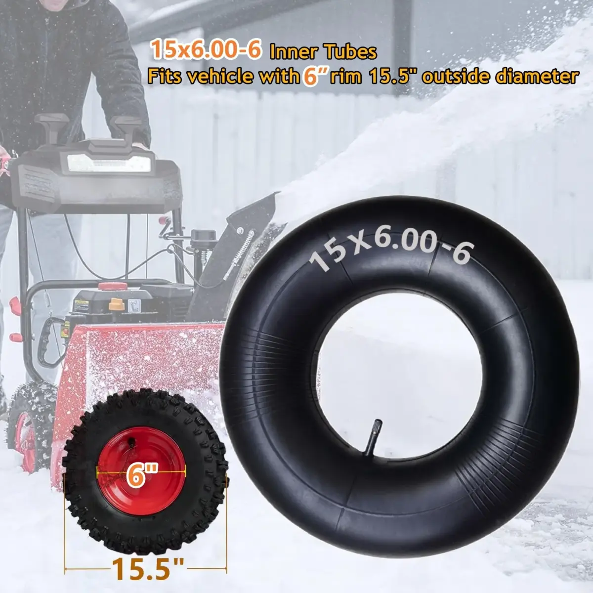 Swagnaz 15x6.00-6 Inner Tube with TR-13 Valve | 2-Pack, 30 PSI Max Inflation - view 2