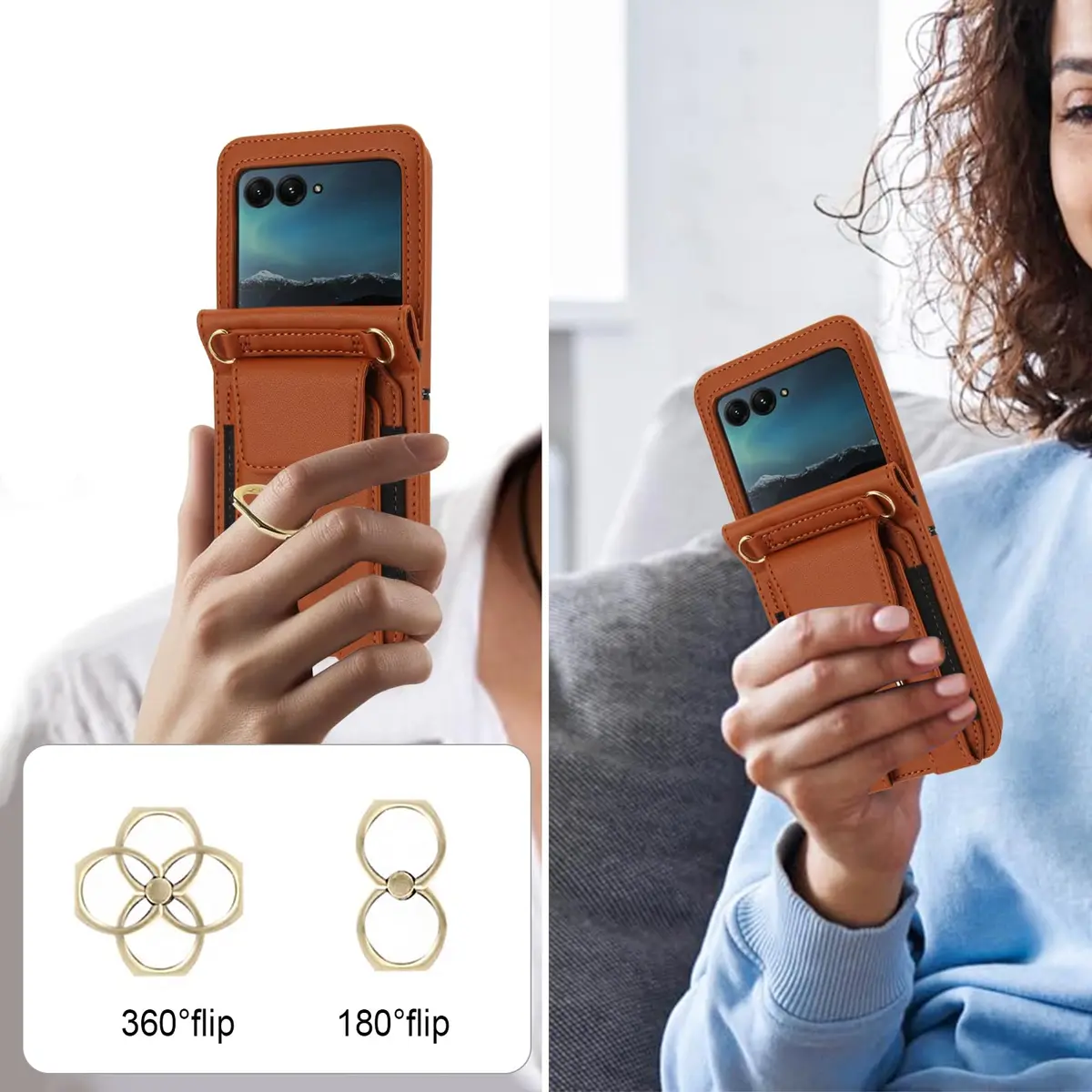Asuwish Phone Case for Motorola Razr 50 Ultra/Razr+ 2024 | Wallet Cover with Ring & Strap - view 5