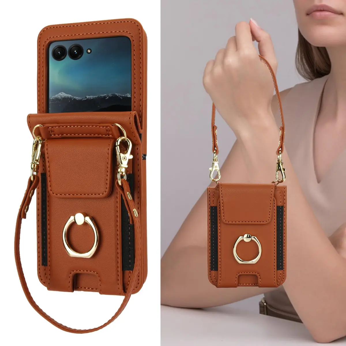 Asuwish Phone Case for Motorola Razr 50 Ultra/Razr+ 2024 | Wallet Cover with Ring & Strap - view 7