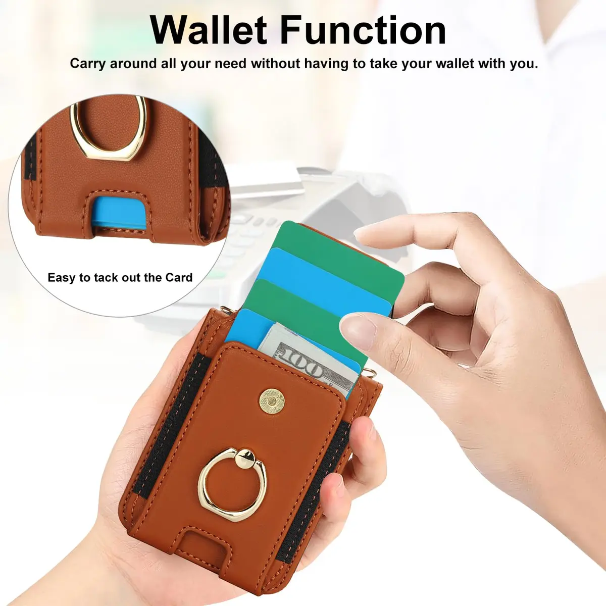 Asuwish Phone Case for Motorola Razr 50 Ultra/Razr+ 2024 | Wallet Cover with Ring & Strap - view 3