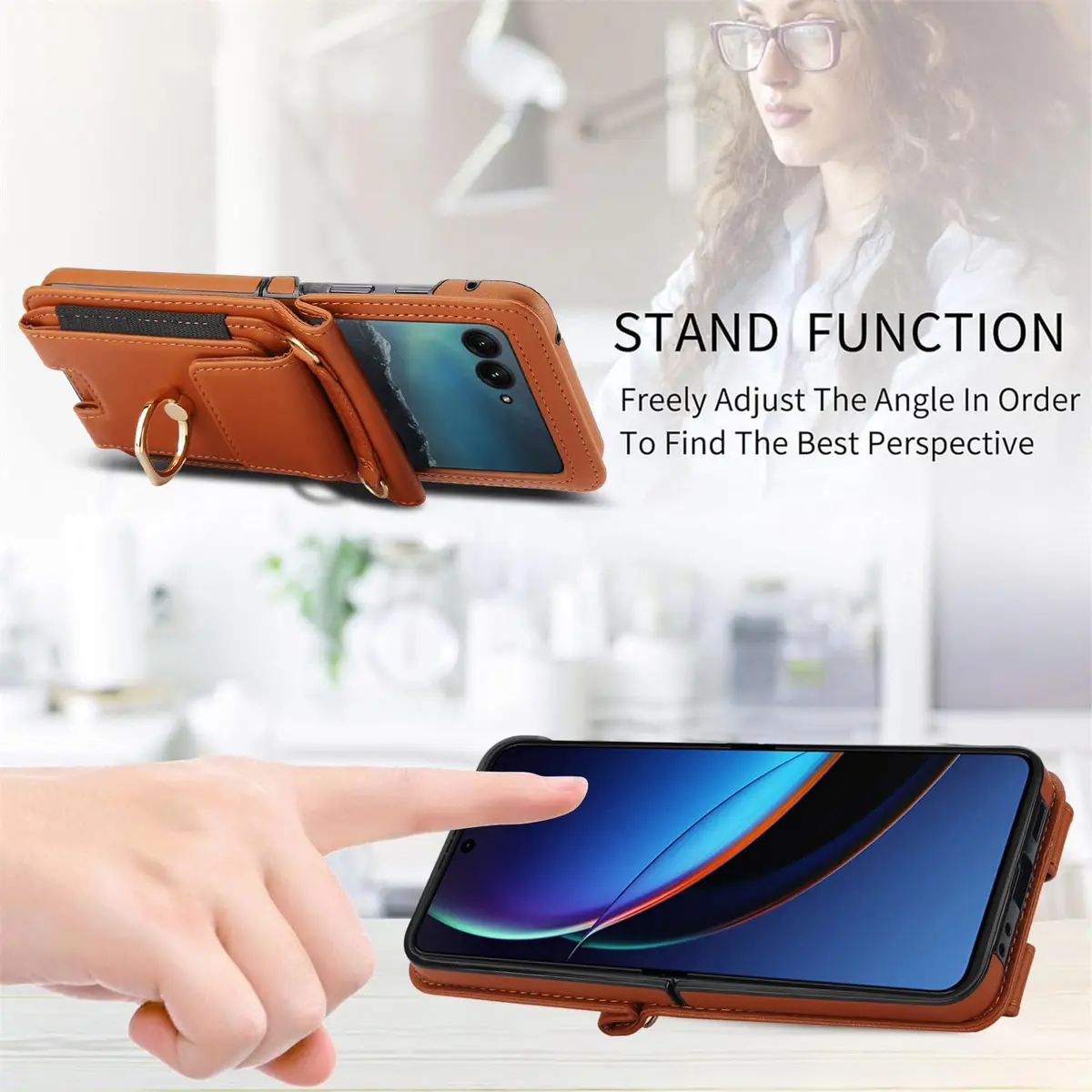 Asuwish Phone Case for Motorola Razr 50 Ultra/Razr+ 2024 | Wallet Cover with Ring & Strap - view 4