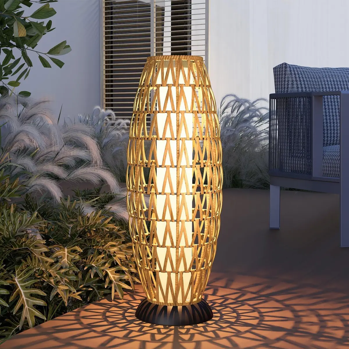 Solar Yard 2-Pack 29" Outdoor Solar-Powered Wicker Floor Lamps | Boho Garden Lighting with IP65 Waterproof - view 2