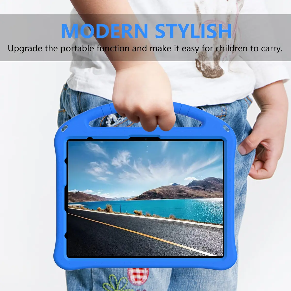 Dteck Blue EVA Foam Case for iPad Air 13-inch M2 2024 & iPad Pro 13-inch M4 2024 & iPad Pro 12.9-inch 3rd-6th Gen | Kid-Safe Handle Stand & Pencil Holder - view 5