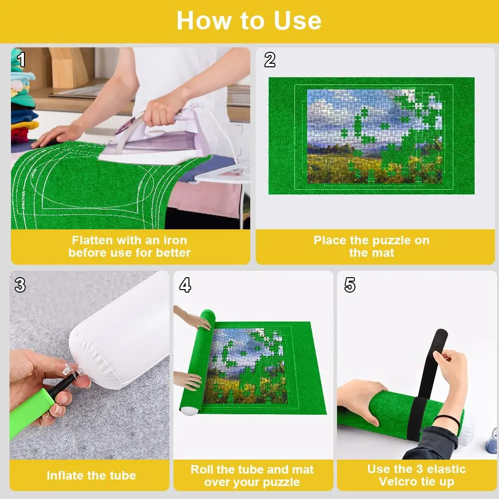 Ainiv Jigsaw Puzzle Mat Roll Up 1500 Pieces | Portable Felt Puzzle Storage for Adults & Kids - view 6