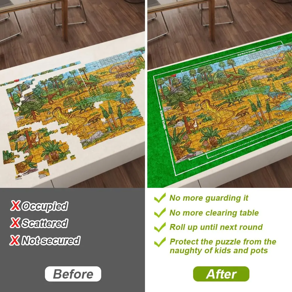 Ainiv Jigsaw Puzzle Mat Roll Up 1500 Pieces | Portable Felt Puzzle Storage for Adults & Kids - view 4