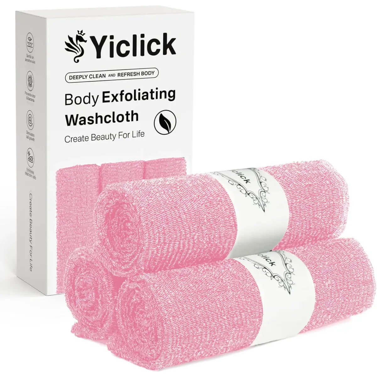 Yiclick Exfoliating Washcloth Towel 3-Pack | Gentle yet Effective Body Exfoliation for Smooth Skin - main product image