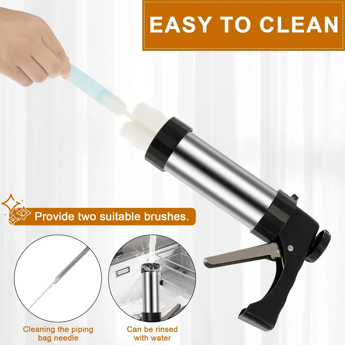 bigjvbfv Stainless Steel Churro Maker Machine with 3 Tips & Filling Injector | Heavy Duty Cookie Press Gun Kit for DIY Hollow Churros & Spanish Desserts - view 5