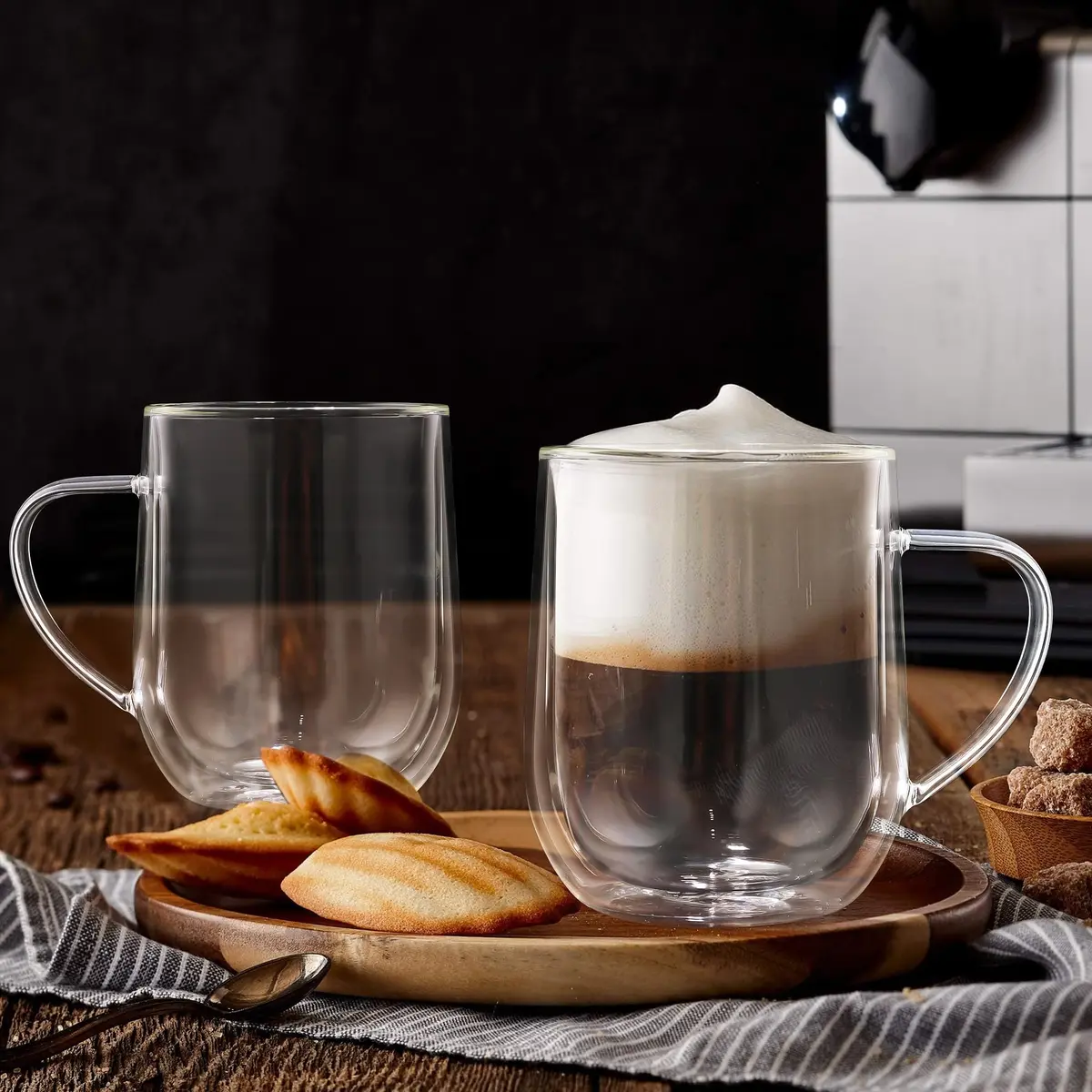 Joeyan Large Clear Double Walled Glass Coffee Mug 450ml | Borosilicate Material, Insulated & Durable - view 3