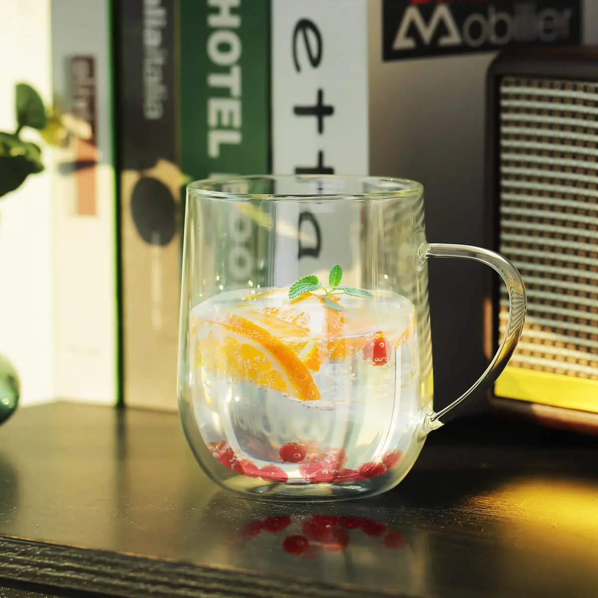 Joeyan Large Clear Double Walled Glass Coffee Mug 450ml | Borosilicate Material, Insulated & Durable - view 4