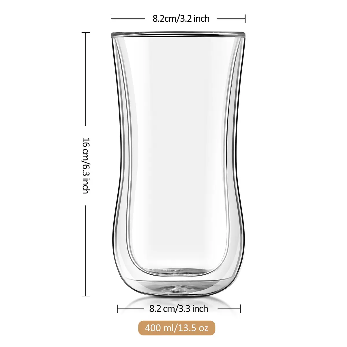 Joeyan Double Walled Beer Drinking Glasses Tumbler 400ml | Borosilicate Material Keeps Drinks Hot or Cold - view 9