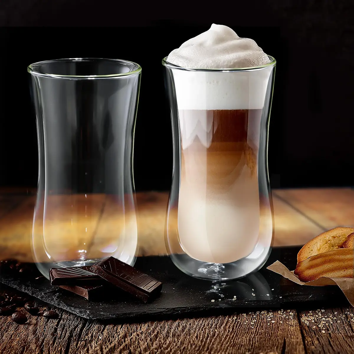 Joeyan Double Walled Beer Drinking Glasses Tumbler 400ml | Borosilicate Material Keeps Drinks Hot or Cold - view 4