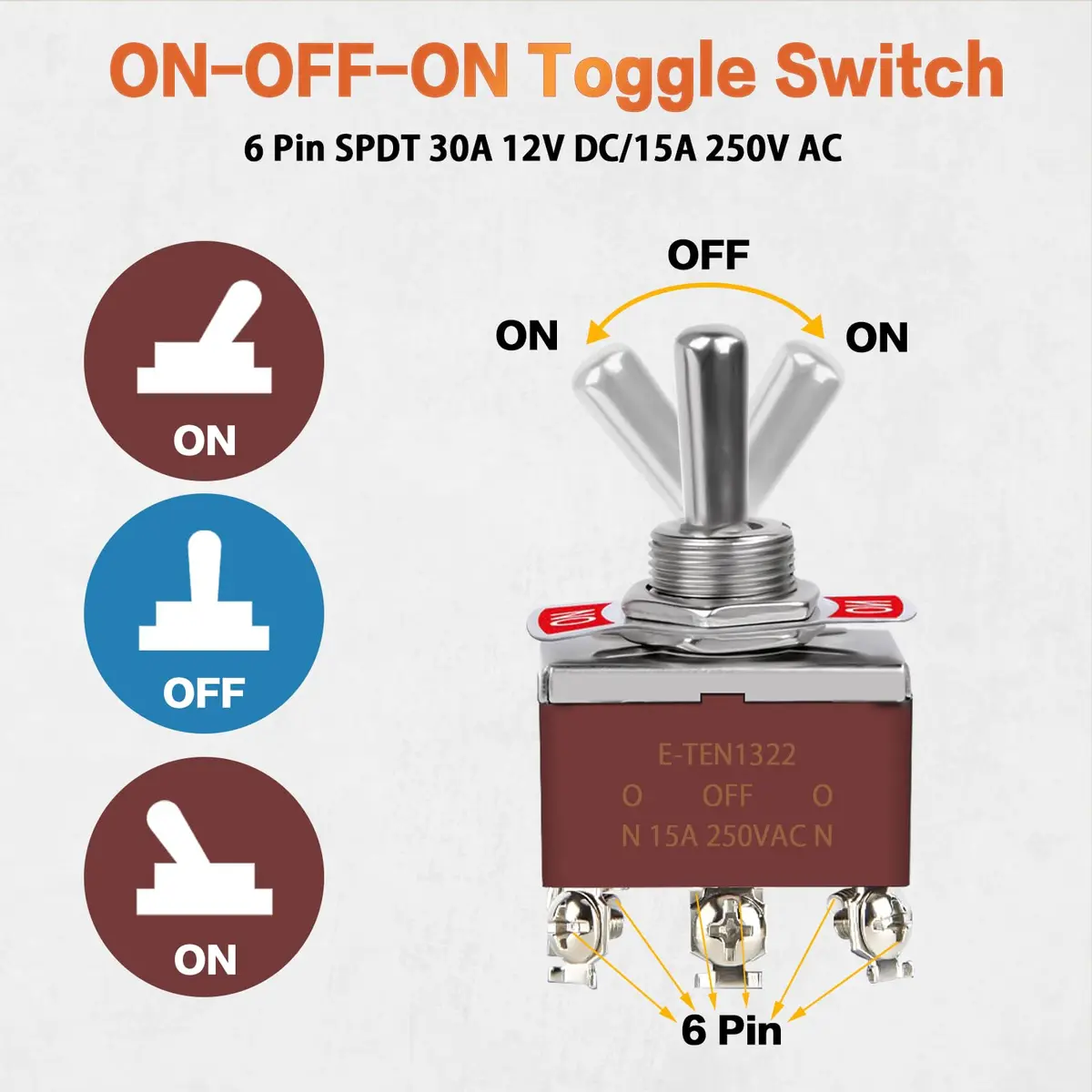 COROTC 12V Toggle Switch 5Pack | Waterproof Marine DPDT Heavy-Duty Reliability - view 2