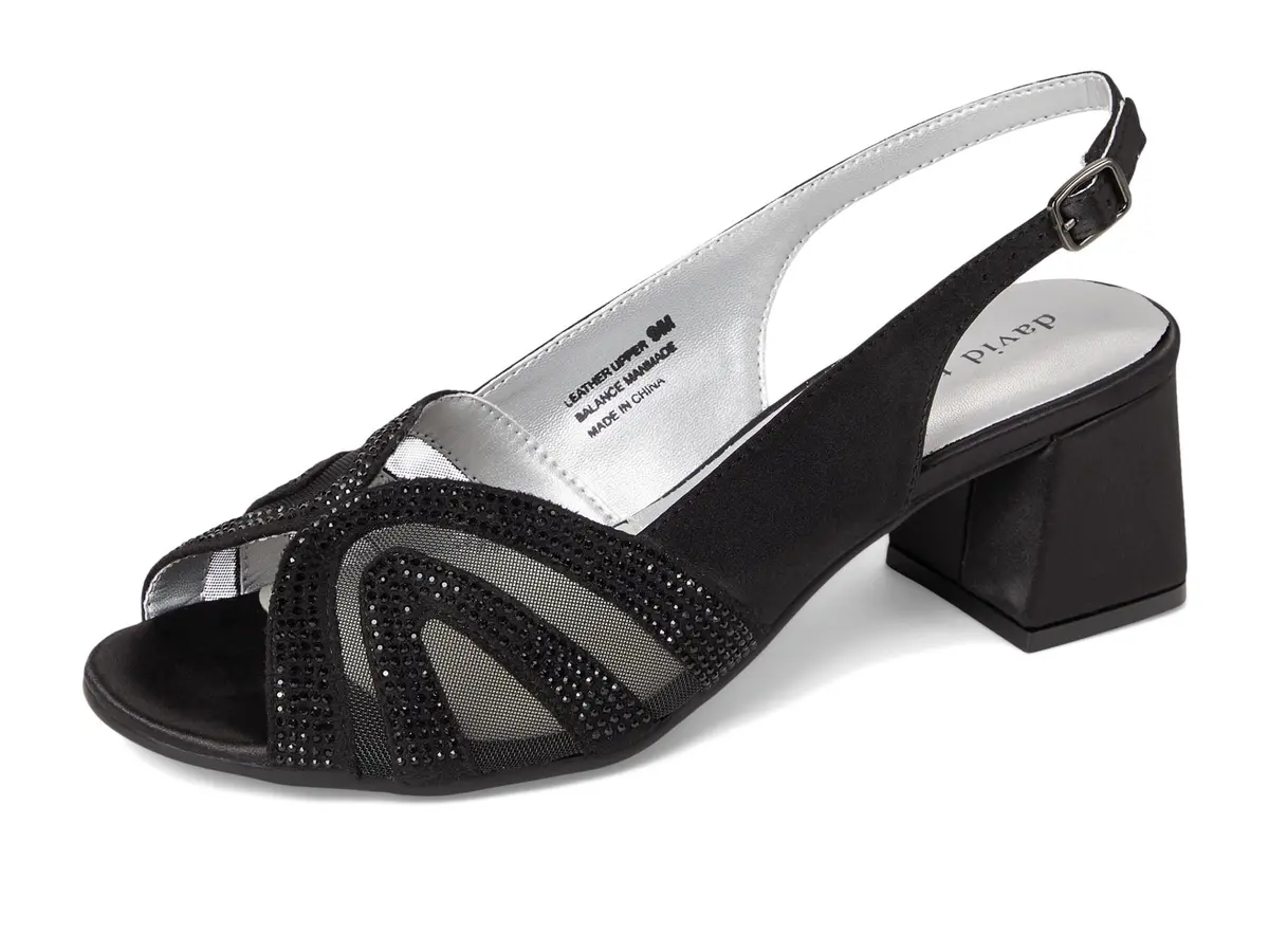 David Tate Desire Black Wide Sandal 9.5 US | Elegant Satin Heel for Special Occasions - view 9