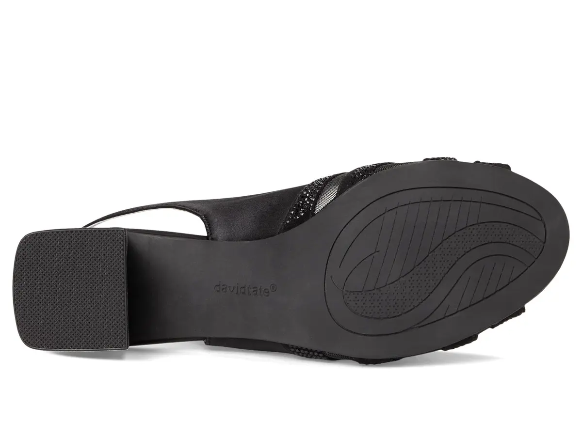 David Tate Desire Black Wide Sandal 9.5 US | Elegant Satin Heel for Special Occasions - view 5