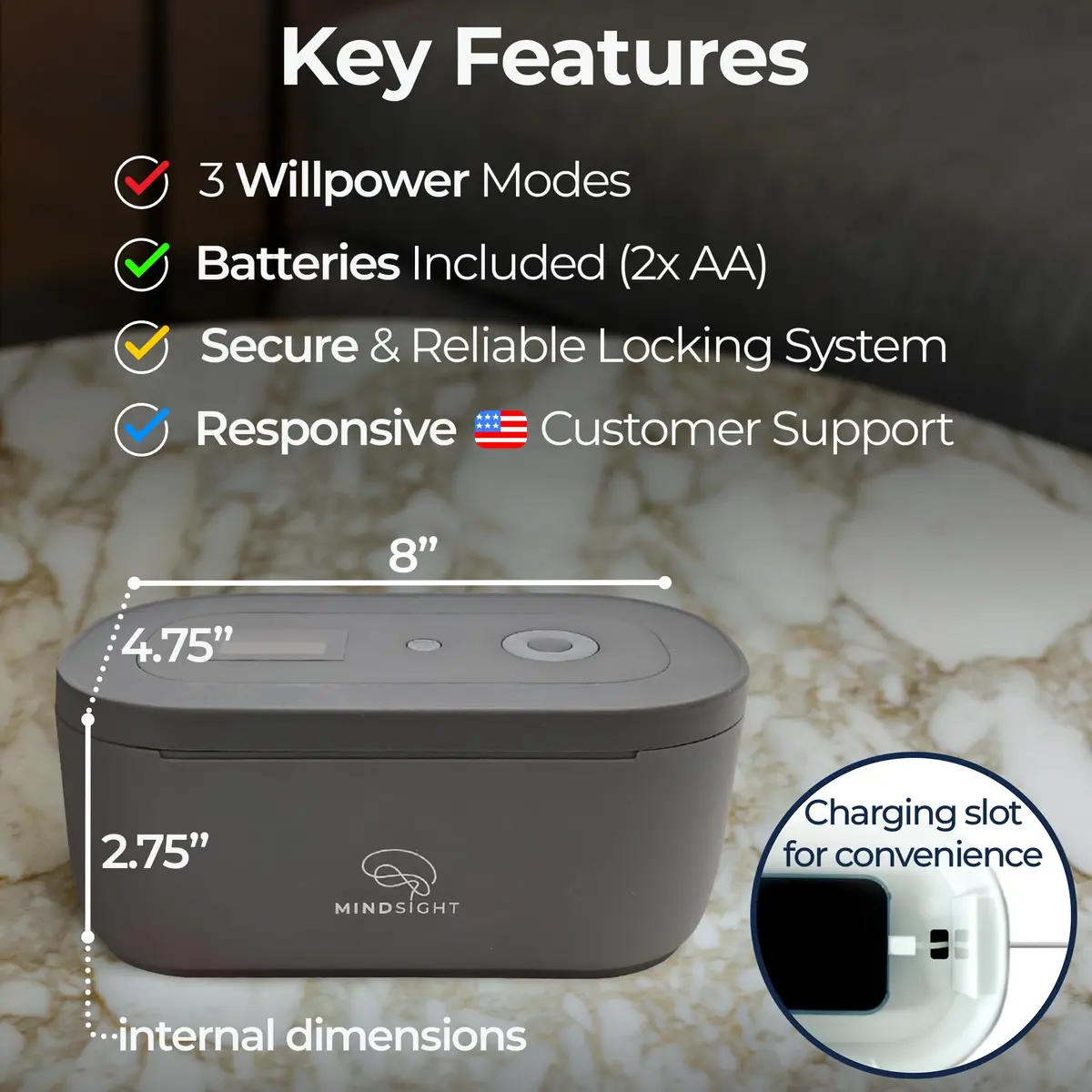 Mindsight Timed Lock Box | Unplug from Phones, Video Games, Social Media | 3 Modes | Easy to Use | Out of Sight ~ Out of Mind | Boost Your Mental Wellness - view 4