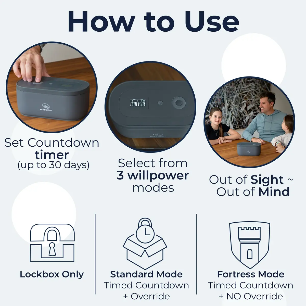 Mindsight Timed Lock Box | Unplug from Phones, Video Games, Social Media | 3 Modes | Easy to Use | Out of Sight ~ Out of Mind | Boost Your Mental Wellness - view 5
