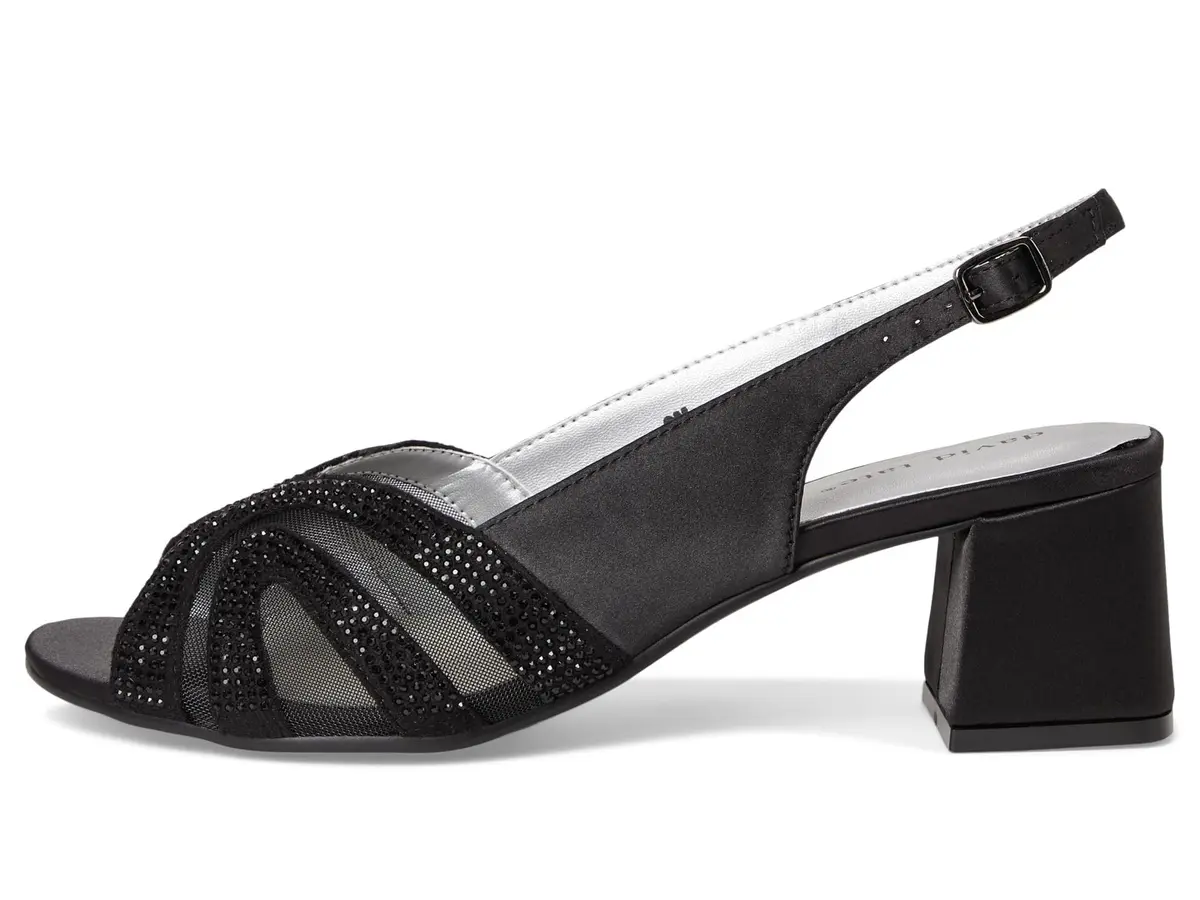 David Tate Desire Black Women's Sandal 7.5 Medium | Satin Heel with Rhinestones - view 6