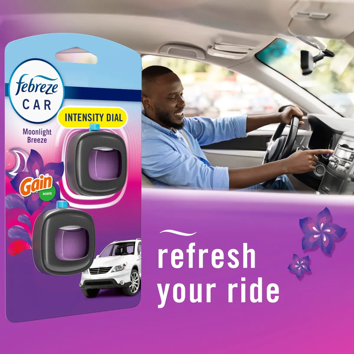 Febreze Car Vent Clip Gain Moonlight Breeze Scent 0.06 Fl Oz (Pack of 3) | Long-lasting freshness for Indian cars - view 6