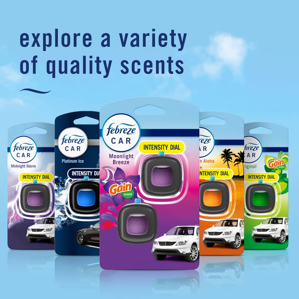 Febreze Car Vent Clip Gain Moonlight Breeze Scent 0.06 Fl Oz (Pack of 3) | Long-lasting freshness for Indian cars - view 7