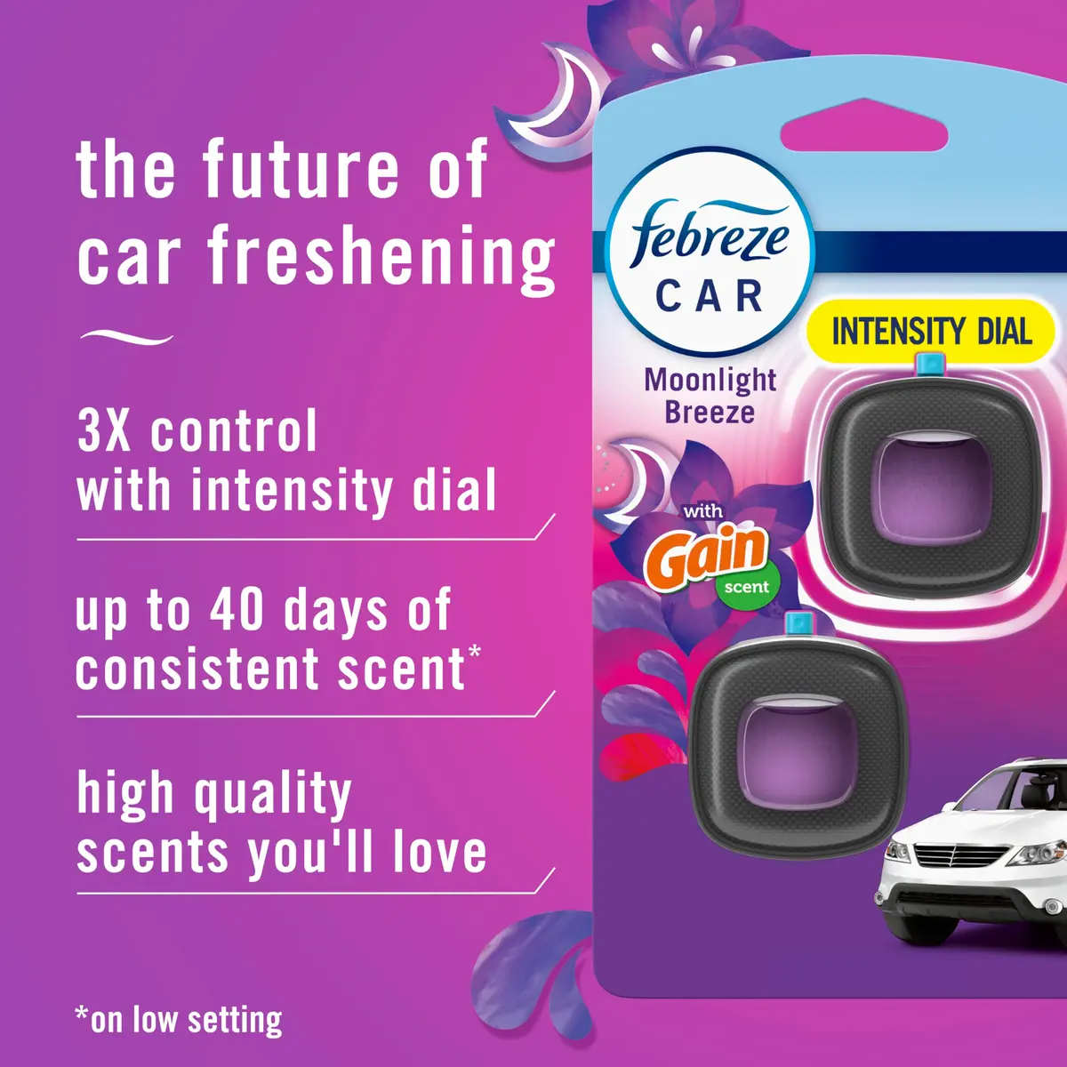Febreze Car Vent Clip Gain Moonlight Breeze Scent 0.06 Fl Oz (Pack of 3) | Long-lasting freshness for Indian cars - view 2
