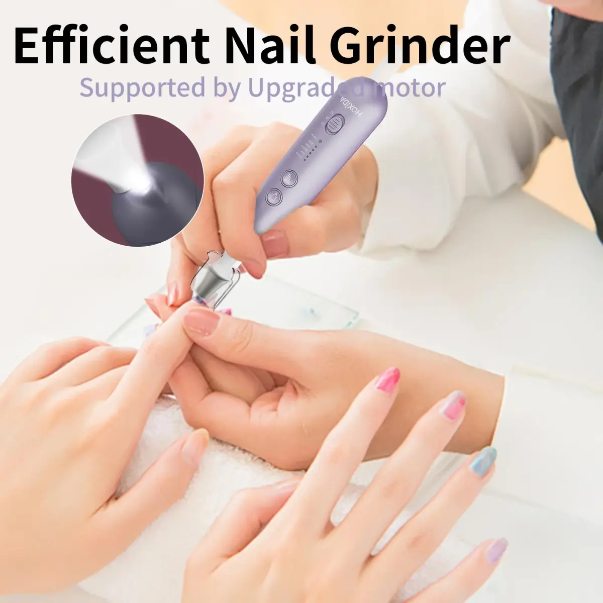 Hoxida Professional Cordless Electric Nail Drill Set with 9 Bits & 100 Bands, Rechargeable 20,000 RPM, Purple | Salon-Quality Manicure & Pedicure Tool - view 6