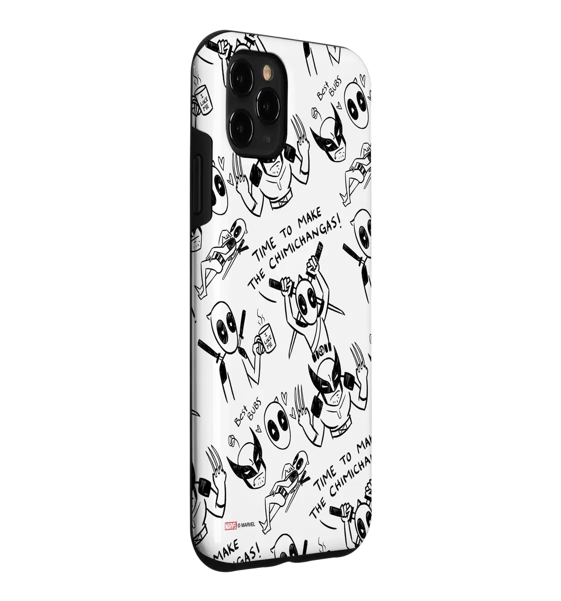 Marvel Deadpool & Wolverine Toony Doodles Pattern Case for iPhone 11 Pro Max | Cartoon Superhero Design - view 3