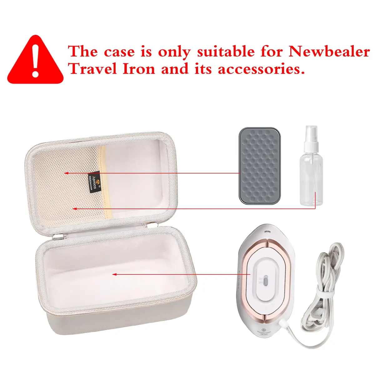 Aproca Grey Carrier Bag Case for Newbealer Travel Iron | Durable, Portable & Shock-Resistant - view 2