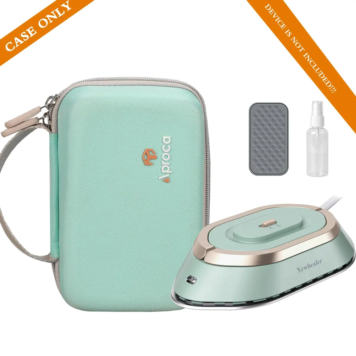 Aproca Case for Newbealer Travel Iron Mini Dry Iron -Green | Portable Hard Storage with Mesh Pocket - view 5