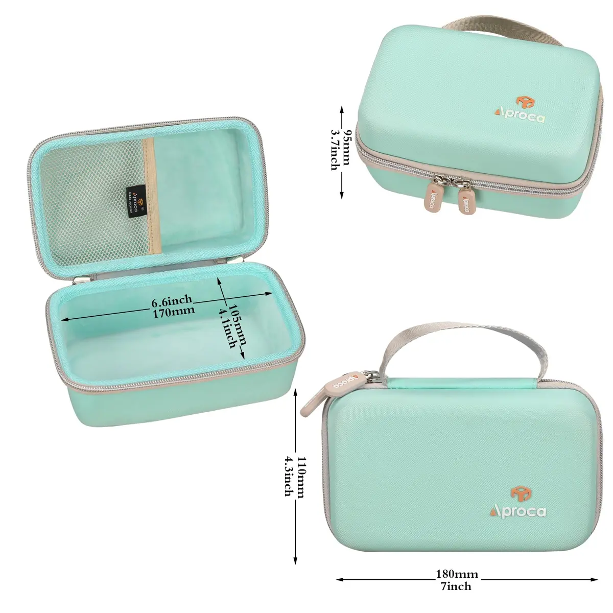 Aproca Case for Newbealer Travel Iron Mini Dry Iron -Green | Portable Hard Storage with Mesh Pocket - view 6
