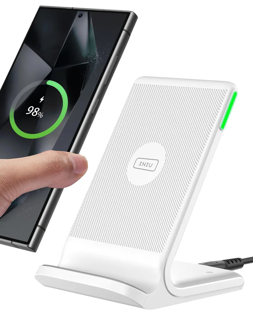 INIU Wireless Charger 15W Fast Wireless Charging Phone Station with LED | Support for iPhone, Samsung, LG - main product image