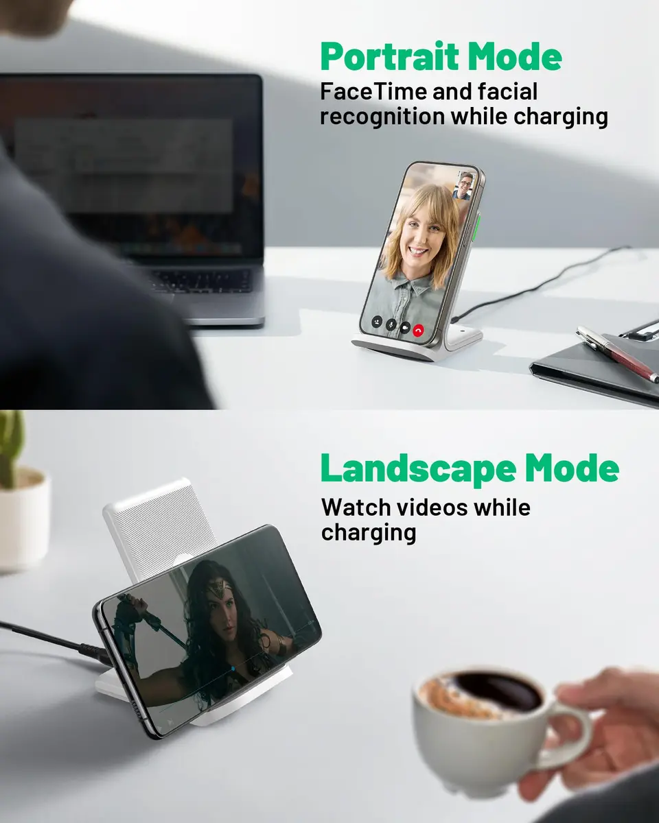 INIU Wireless Charger 15W Fast Wireless Charging Phone Station with LED | Support for iPhone, Samsung, LG - view 6