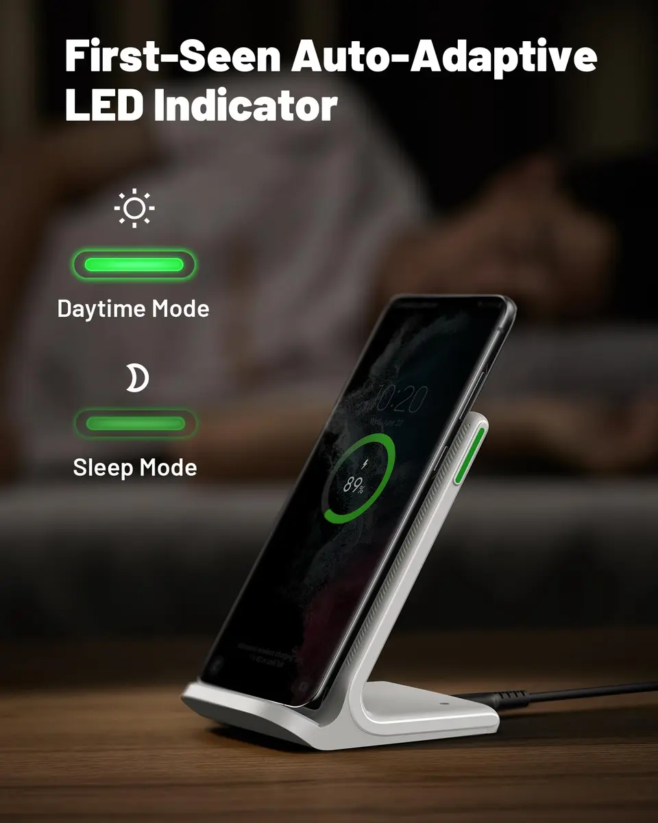INIU Wireless Charger 15W Fast Wireless Charging Phone Station with LED | Support for iPhone, Samsung, LG - view 3