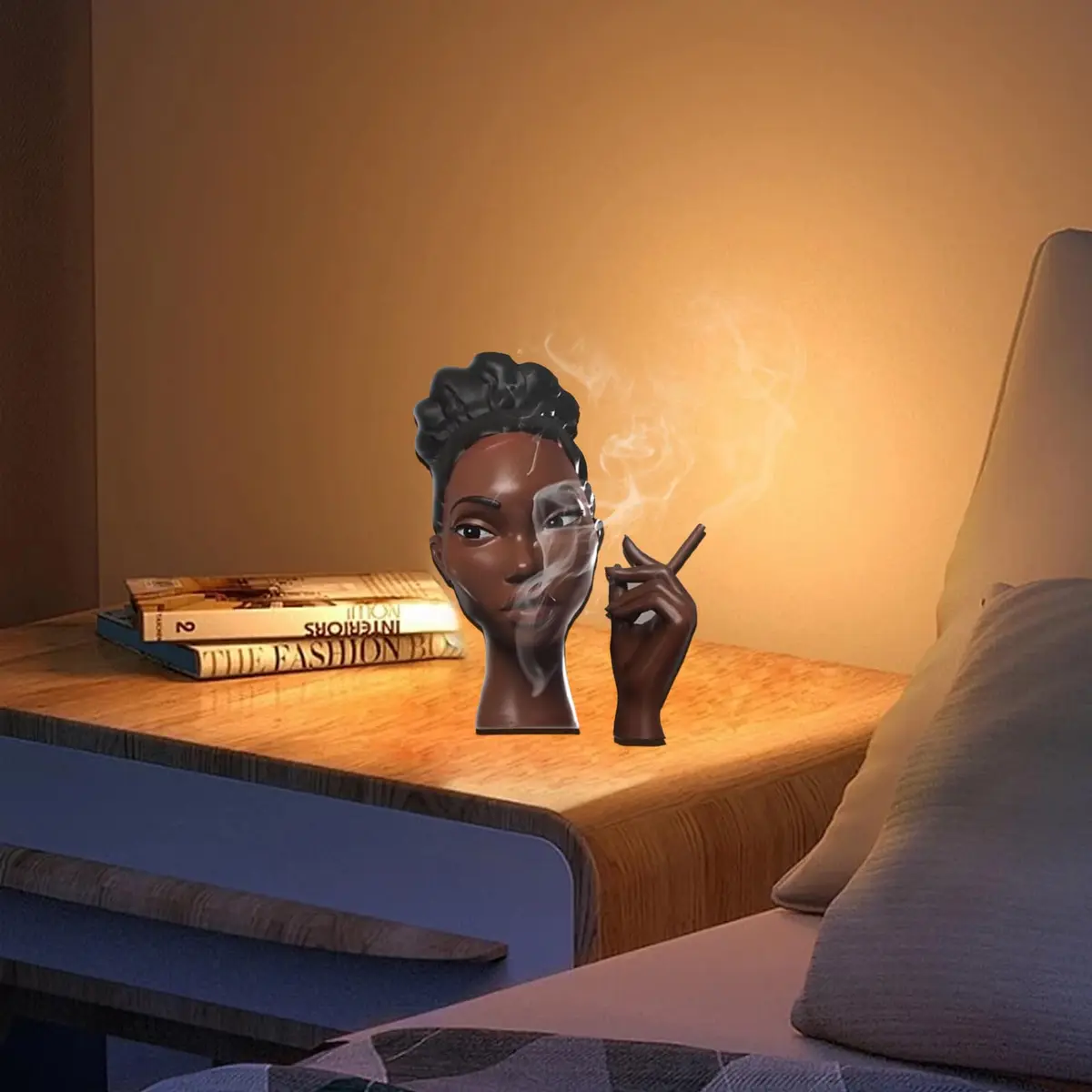 KLUSIET Head Incense Holder Black Women 25.4cm (10 inches) | Unique Resin Sculpture for Aromatherapy - view 2
