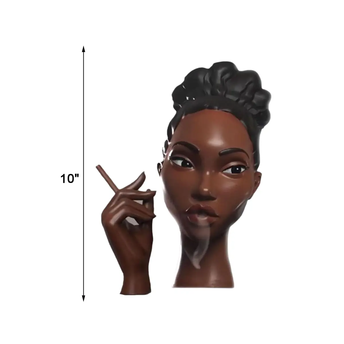KLUSIET Head Incense Holder Black Women 25.4cm (10 inches) | Unique Resin Sculpture for Aromatherapy - view 4
