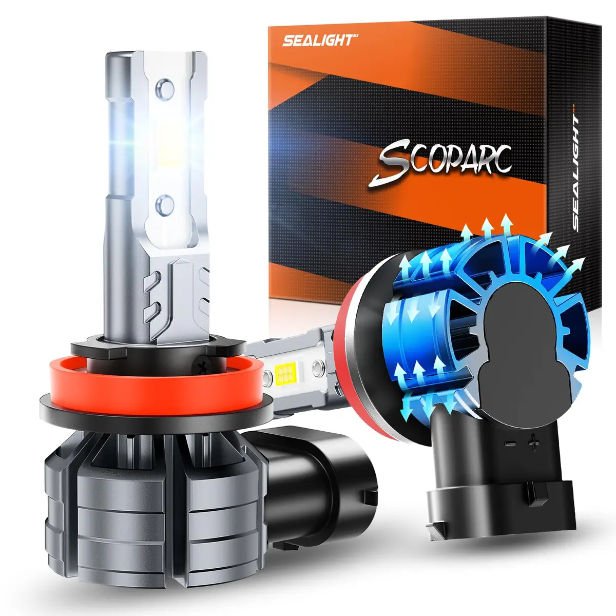 SEALIGHT S2S H11 LED Fog Light Bulbs 12000lm (6500K White) Pack of 2 | Plug-and-Play 50000+ Hour Lifespan - main product image