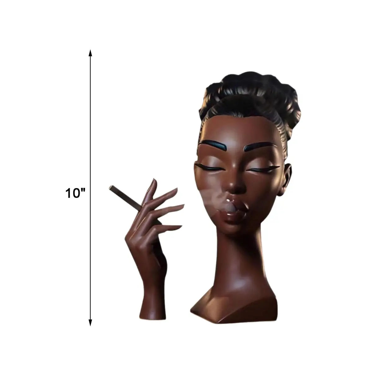 KLUSIET Head Incense Holder Black Women 24 cm (9.5 inches) | Unique Resin Sculpture for Home Decor - view 4