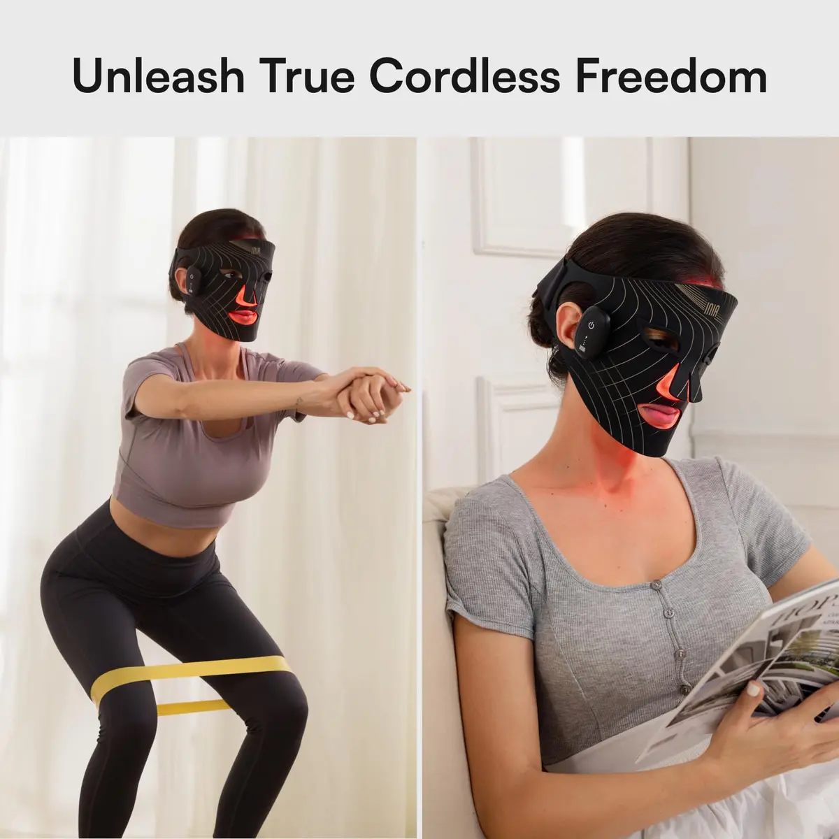 INIA Glow Wireless Red Light Therapy Mask for Face, 850nm NIR, 272 LEDs | Rechargeable, Portable & Home-Travel - view 5