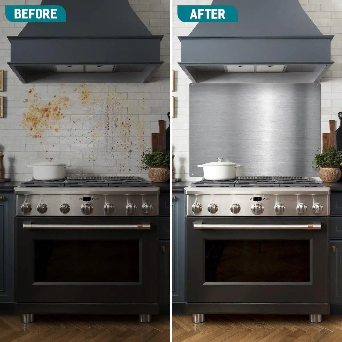 VENFAN 29.5 x 24 inch Stainless Steel Backsplash for Stove | 430 Stainless Steel, Kitchen Safe, Easy Clean - view 6