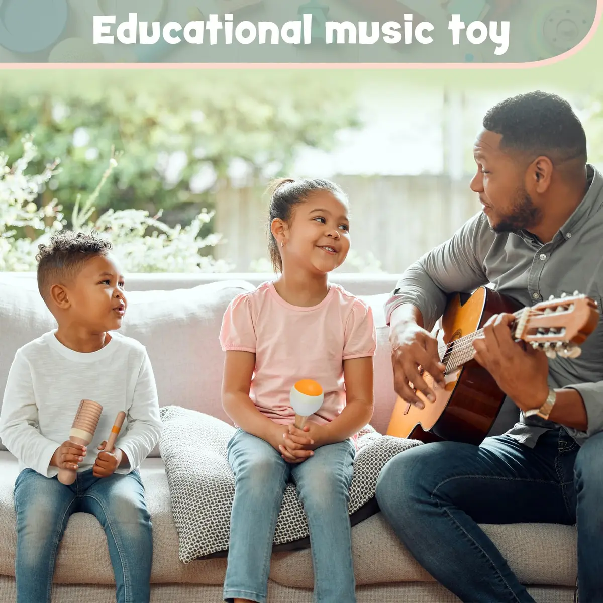 Stoie's Wooden Toddler Musical Instruments with Xylophone, Maracas, Triangle, Tamburine | Eco Friendly Montessori Toy for Kids 3-5 - view 5