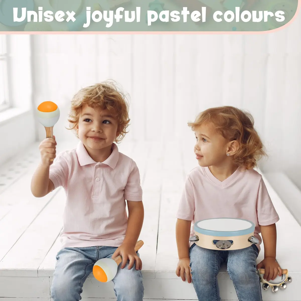 Stoie's Wooden Toddler Musical Instruments with Xylophone, Maracas, Triangle, Tamburine | Eco Friendly Montessori Toy for Kids 3-5 - view 4